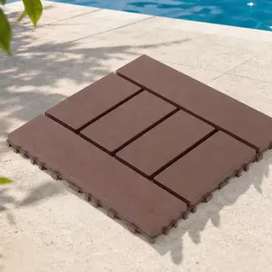 ARCH 12x12 Inch Interlocking Deck Tiles, 44-Pack Polypropylene Patio Flooring, DIY Snap-Together Outdoor Balcony Porch Poolside Garden Floor Tiles, Red Brown, Easy Install, Indoor Outdoor Use, Red+Brown Color Options, Polypropylene Material