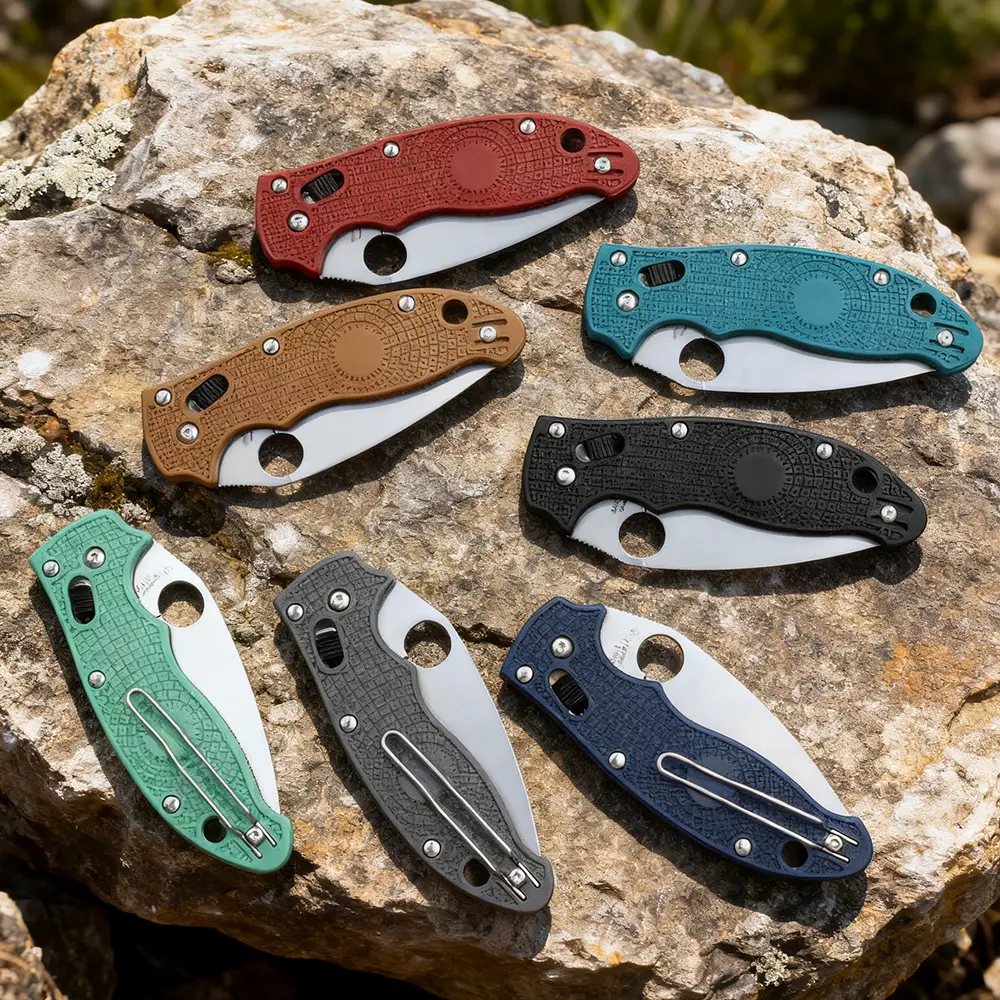 FRCP Lightweight Handle C101, 3.37 in Drop Point Blade, FRCP Handle, Button Lock, Camping Tool, Gift Box