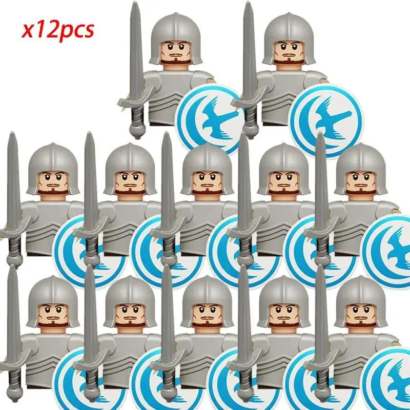 MOC Creative Medieval Valley Knights Ailin Guard DIY Building Model Set, Armored Warrior Soldiers with Weapons & Helmet Bricks Toys, Armored Soldiers, Medieval Game, Block Kit, Collectible Building Blocks, Creative Building Set