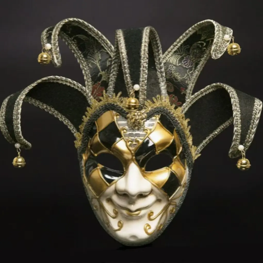Vintage Venice Bell Mask, High-End Women's Masquerade Mask, Elegant Carved Painted Costume Mask, Halloween Party Cosplay Accessory