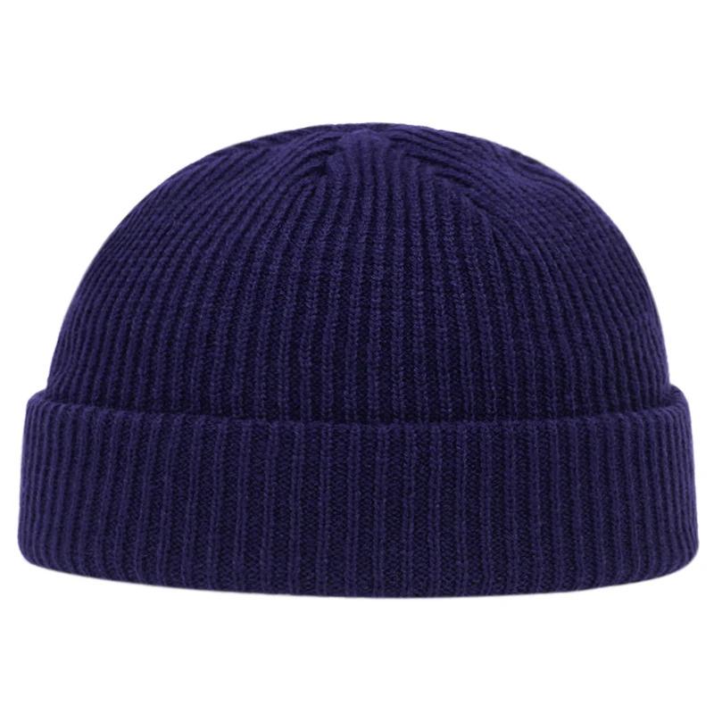 Autumn Winter Melon Cap Men Women Knitted Hat Beanie Skullcap Sailor Caps Cuff Short Brimless Retro Navy Style Hats Casquette
