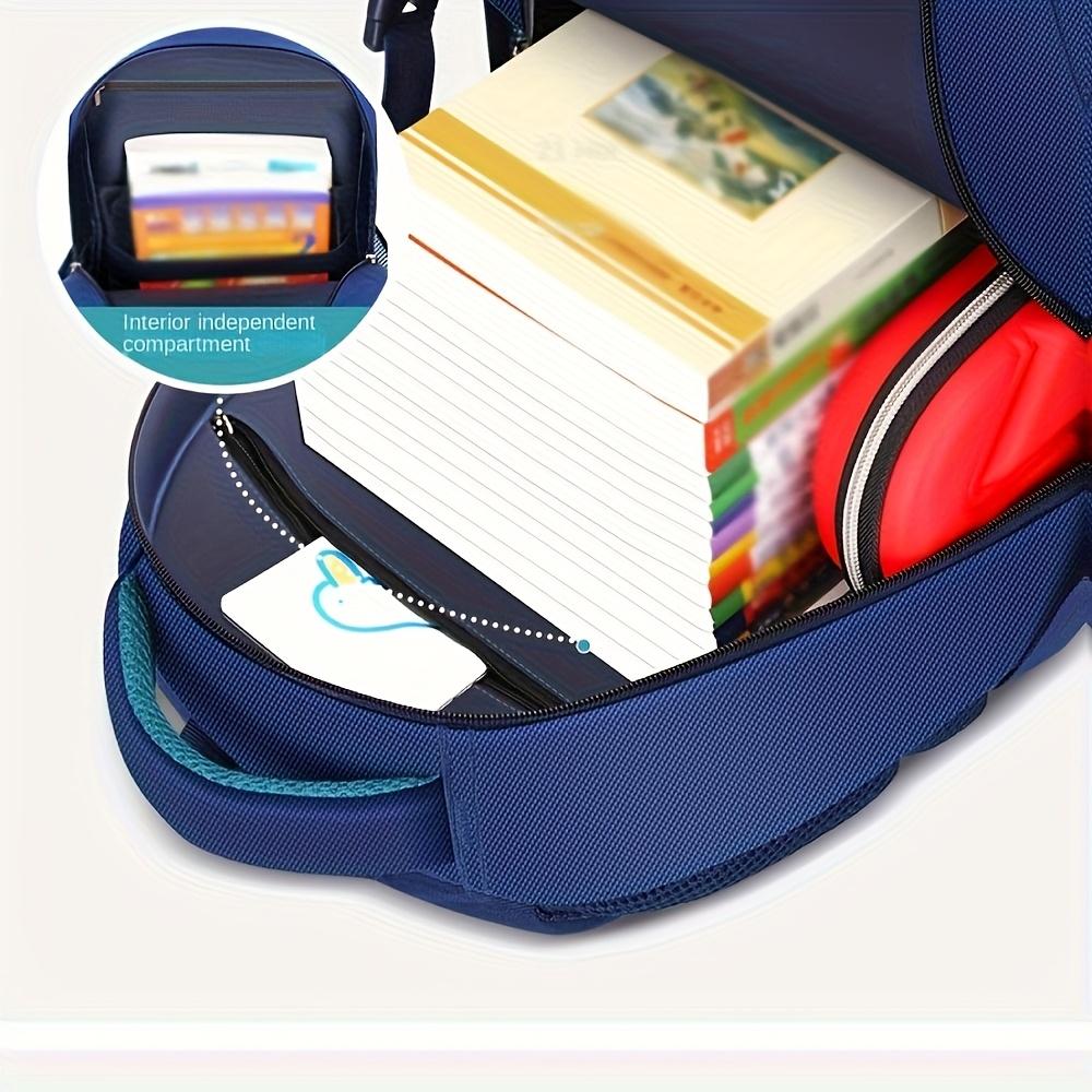 Cartoon Astronaut Backpack - Large Capacity, Adjustable Straps, Tablet Pocket, Ideal School & Commuting, Navy Blue with Colorful Space Design, Backpack School