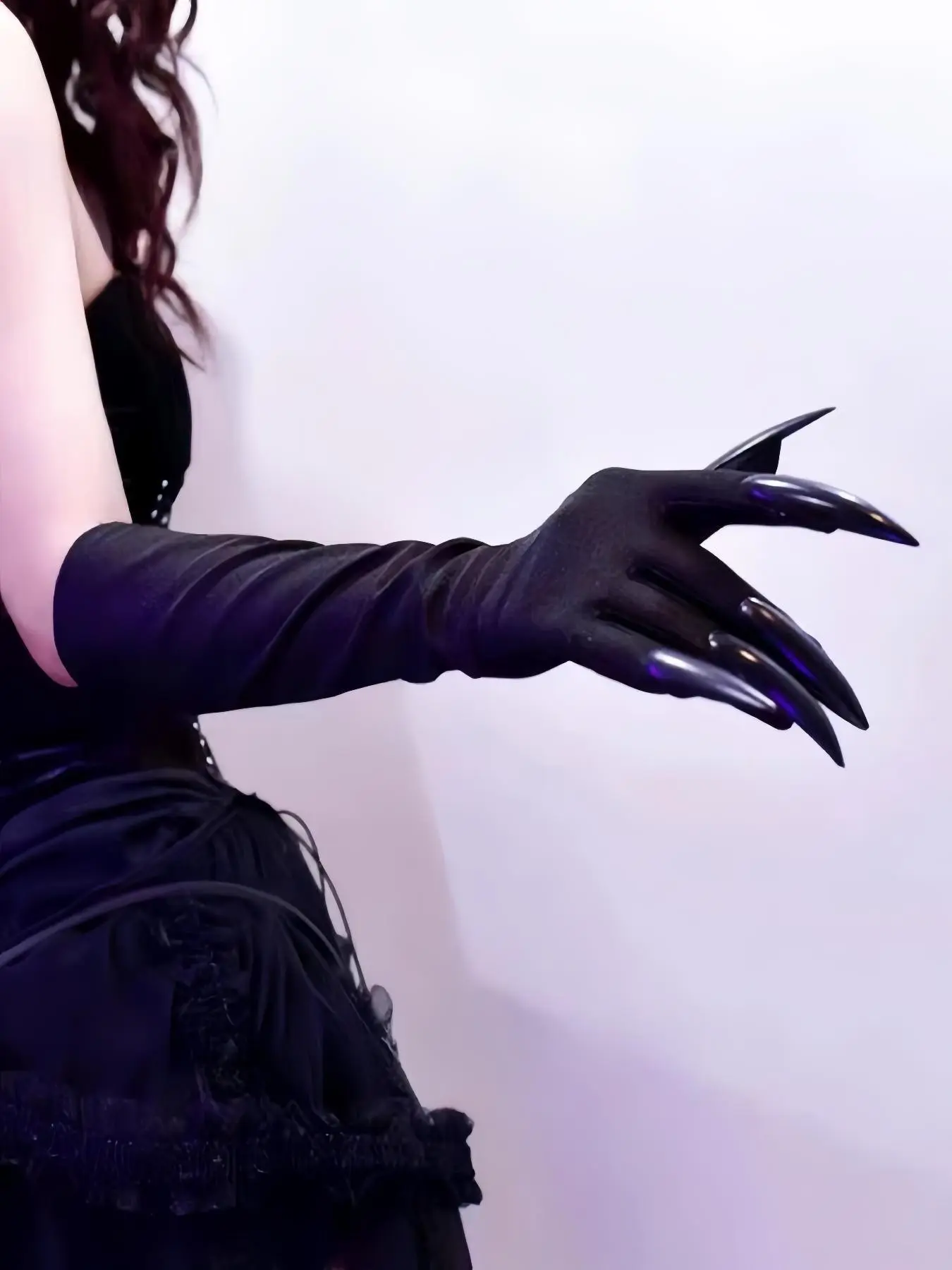 Dark Halloween Cosplay Arm Warmers, Y2K Gothic Claw Design Nail Gloves, Witch Punk Aby Accessories, Harajuku Birthday Party Costume, Photo Props Long Nails
