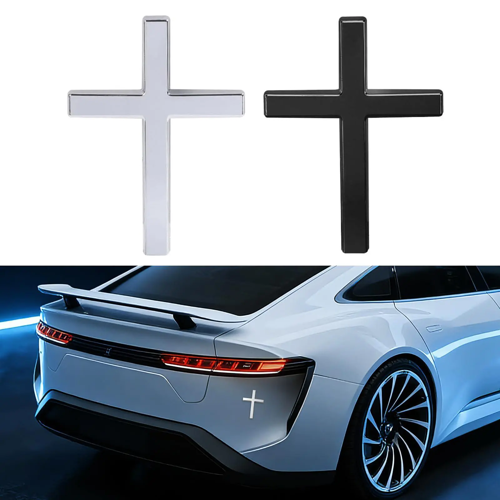 [ Hides Minor Scratches ] 1/2PCS Cross Sticker 3D Christian Car Exterior Decorative Sticker, Car Decor, Universal Car Accessories for Vehicle Motorcycle & SUV