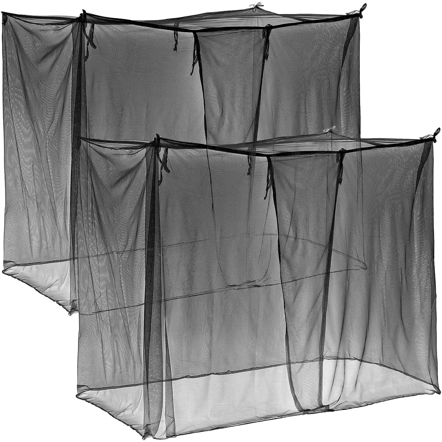 2 Pcs 4 Corners Net for Bed Canopies Netting Bed Drapes Mesh for Twin Full Queen King Size Camping Home Travel Dormitory (Black,L75 X W35 X H60 Inch)