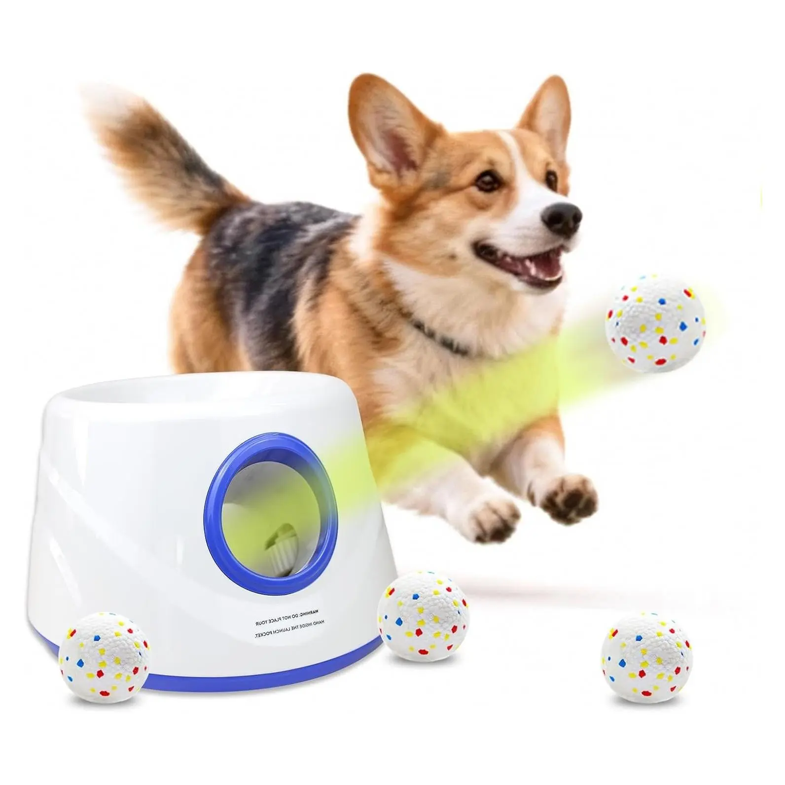 Automatic Ball Launcher, Hands-free Dog Ball Thrower, Adjustable Distance Fetch Machine (19-45FT) for Small and Medium Dogs, Indoor/Outdoor Dual-use