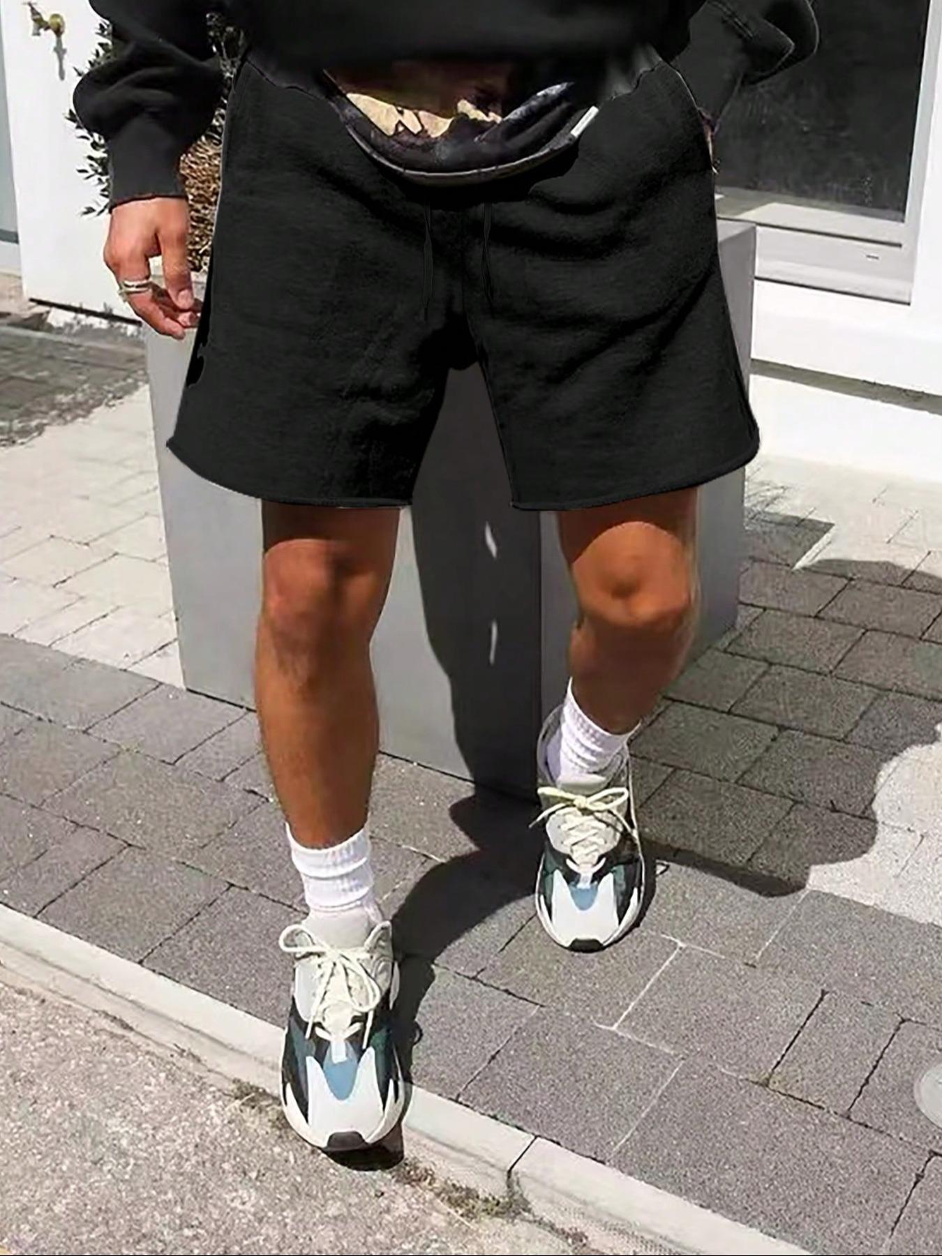 Men's Solid Color Track Shorts, Regular Fit Casual Comfy Breathable Shorts for Summer, Men's Bottoms for Daily Wear, Menswear