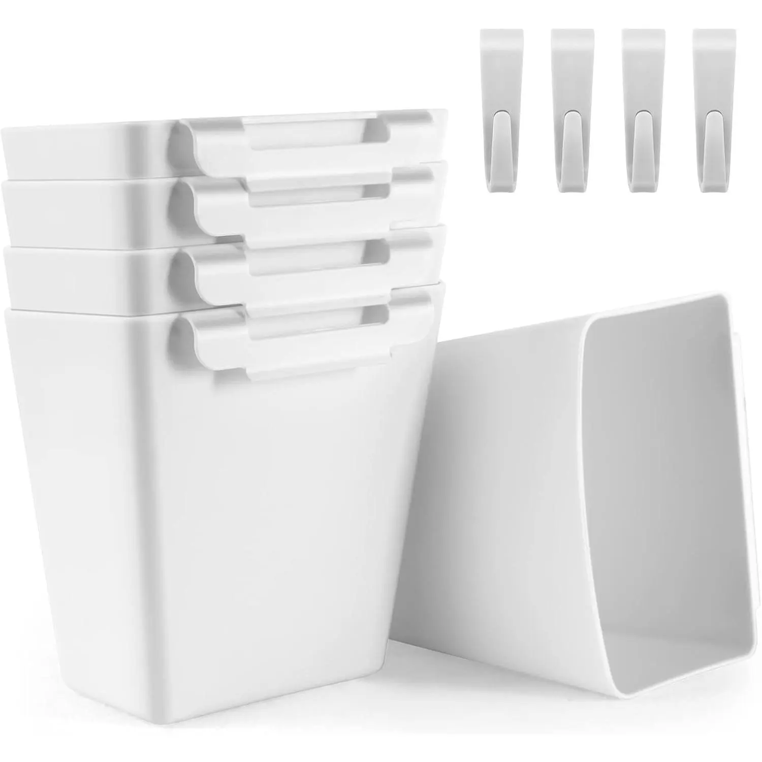 5 Pack  Cup Holders, Multipurpose Rolling Cart Accessories Utility Cart Accessories For Art Craft Supplies, Space Saving  Storage Basket Pencil Holder Makeup Organizers (White)