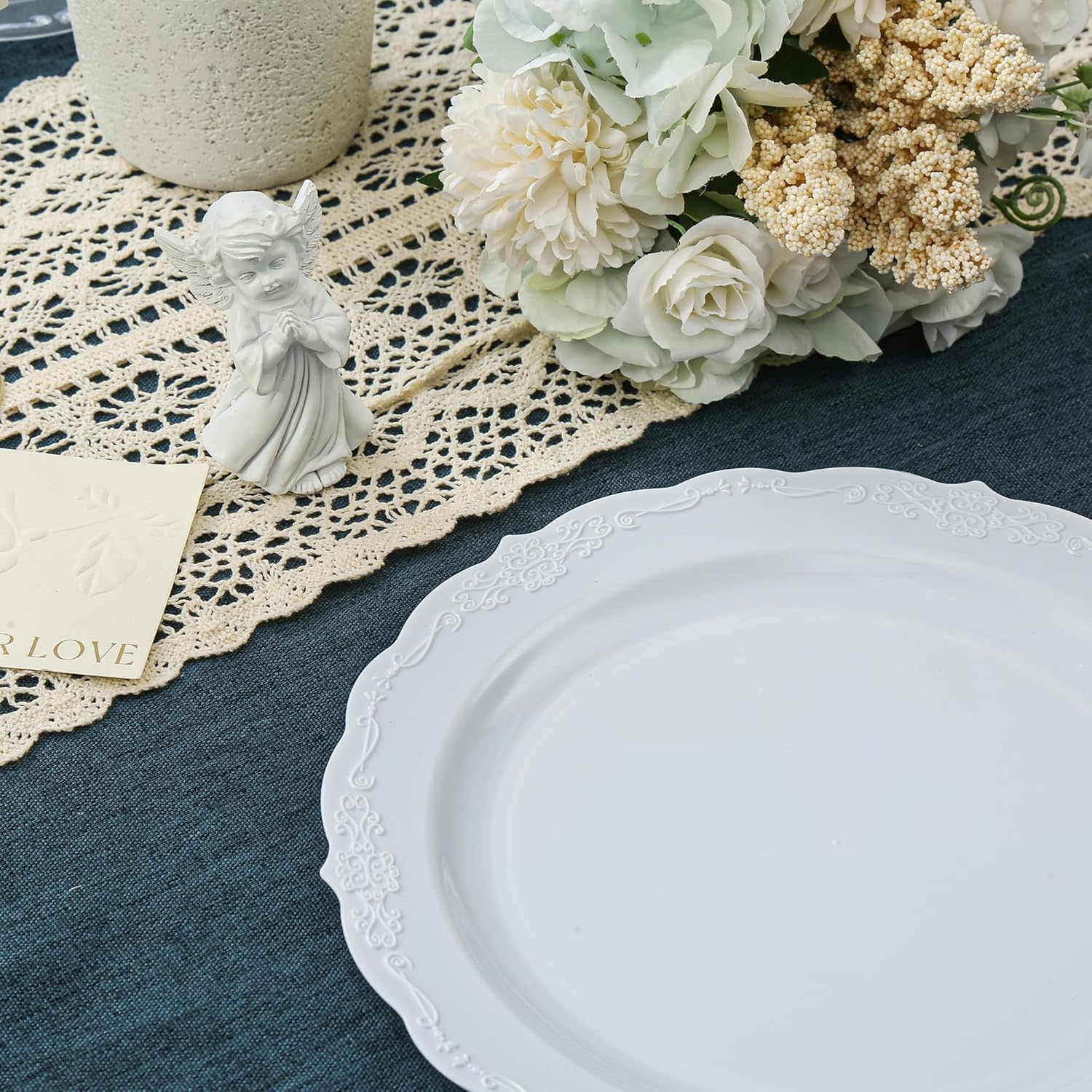 100 count White Plastic Plates - 10.25inch Dinner Disposable Plates - Heavy Duty Hard Disposable Dinner Plates - Party Supplies for Birthdays, Celebrations, Wedding 100 count White Plastic Plates - 10.25inch Dinner Disposable Plates - Heavy Duty Hard Disposable Dinner Plates - Party Supplies for Birthdays, Celebrations, Wedding