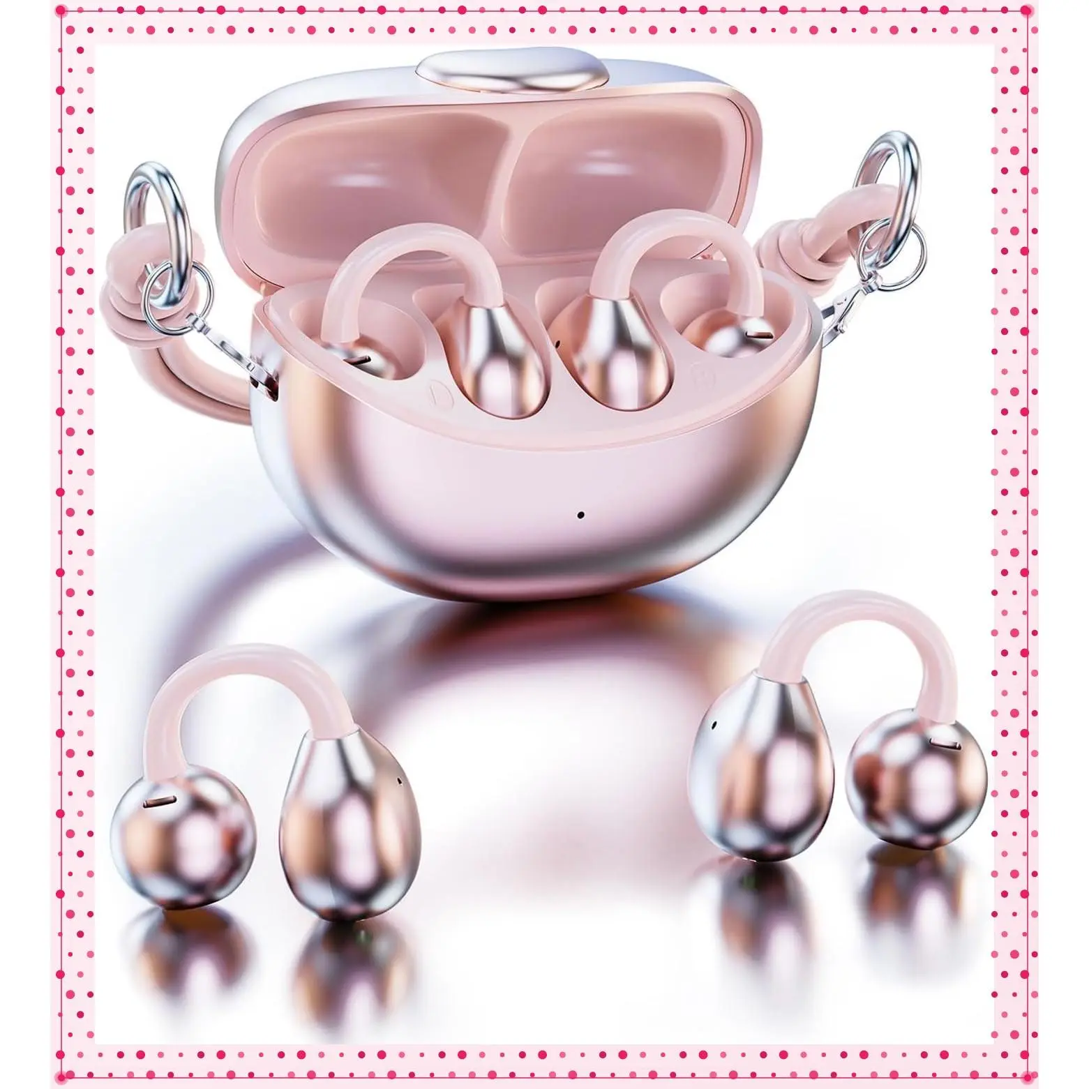 Clip-On Open Ear Bluetooth 6.0 Wireless Earbuds for Women with Hi-Fi Stereo Sound, Lightweight for Small Ears, All-Day Comfort, 40H Playtime, USB-C, Sports UseGift