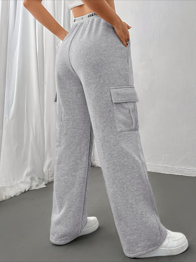 Women's Floral Print Pocket Sweatpants, Casual Jogger Pants for Spring & Fall, Women's Trousers for Daily Wear