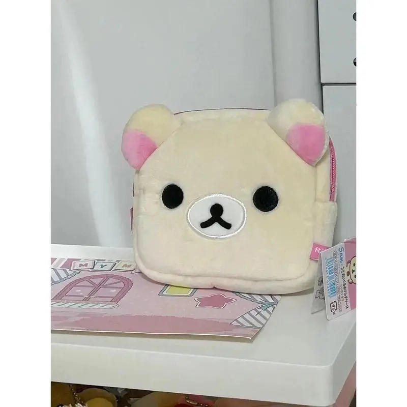 Cartoon Rilakkuma Makeup Organizer Storage Bag Cute Cartoon Bear Plush Kawaii Cosmetic Cosmetic Bags Vanity Beauty Case Gift