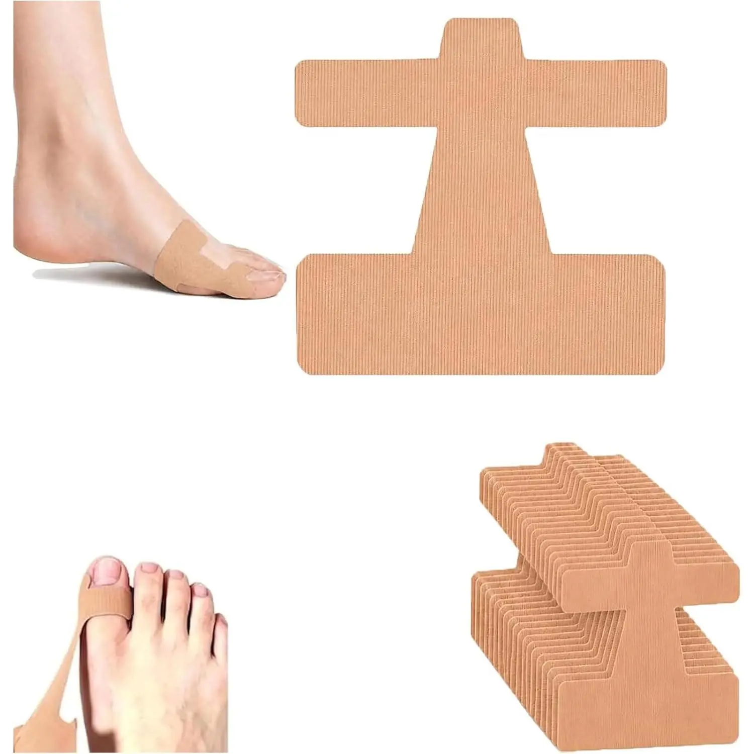 Elastic Breathable Latex-Free Elastic Bunion Relief Sticker for Big Toe Alignment,Upgrade Pre-Cut Bunion Corrector Kinesiology Tape for Men & Women. (Skin Color, 40 Pcs)