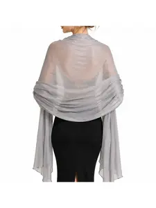 2026 New Lightweight Shiny Chiffon Shawl for Women Elegant Evening Outfit Overlay Stylish Wrap Scarf for Formal Events Casual Wear Fashionable Layering Piece Polyester Scarf