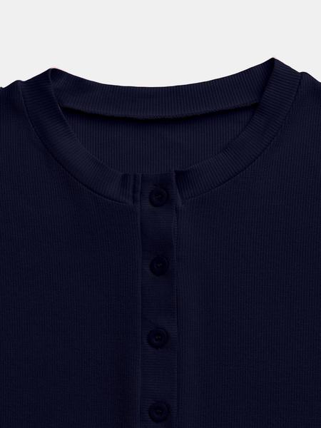 Women's Solid Color Fitted Knit Button Front Top & Wide Leg Pants, Casual Two-piece Set for Daily Wear, Ladies Clothes for All Seasons