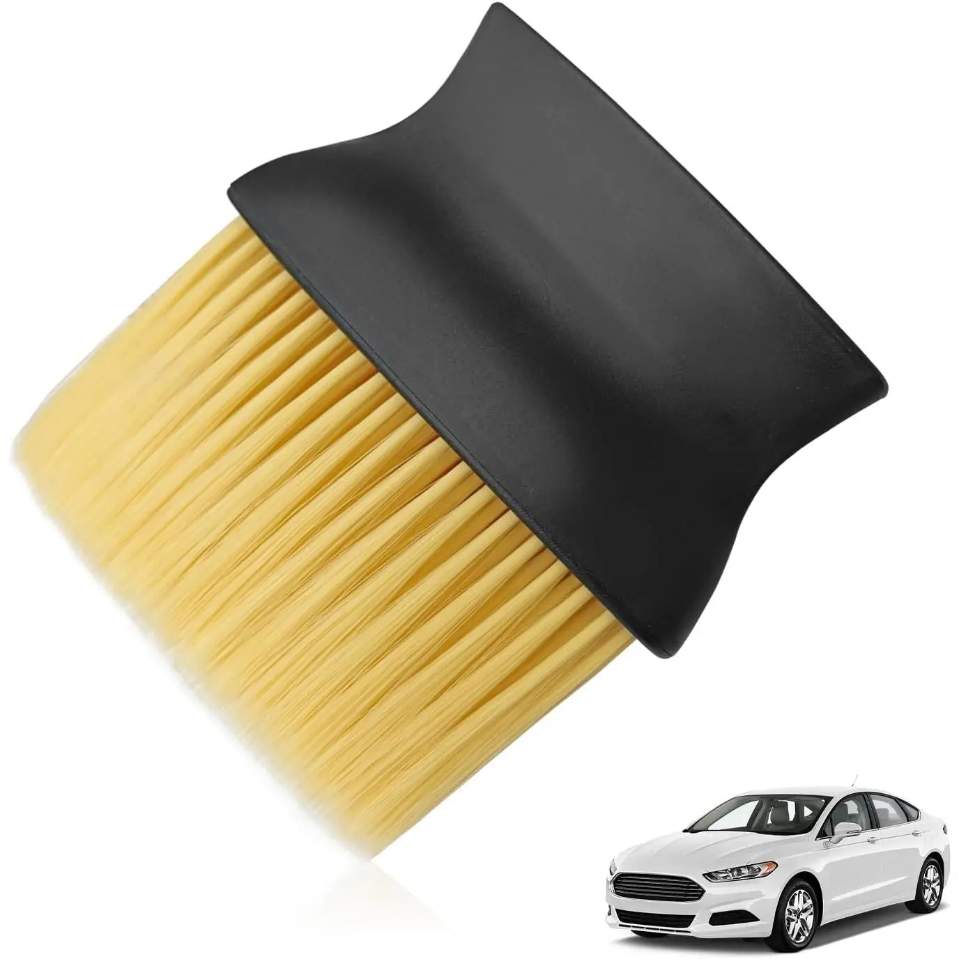 Automotive Ultra-Soft Synthetic Fibers Detailing Dusting Brush - Compact Shape, 1-Piece, Scratch-Free Dust Removal Tool for Dashboard, Air Vents, Leather Surfaces (Yellow)