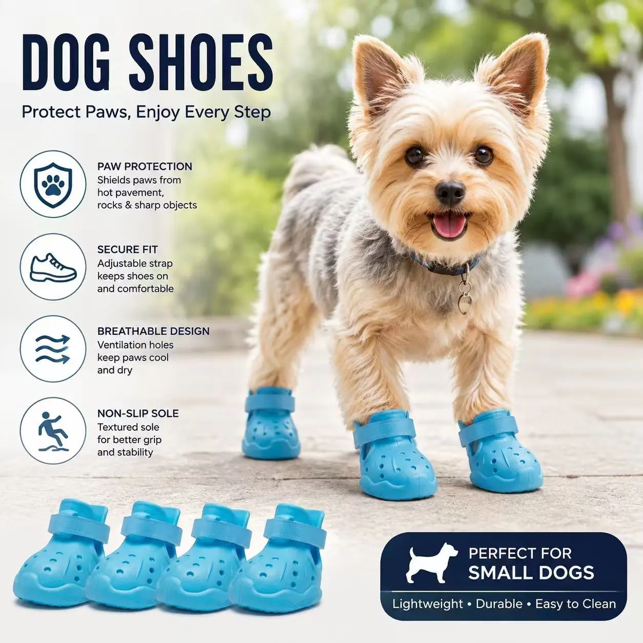 Set of 4 Pet Anti-Slip Waterproof Shoes, Breathable Soft Sole, Ideal for Small Dogs Outdoor Walks, Simple Design, Durable Rubber Material, Puppy Shoes