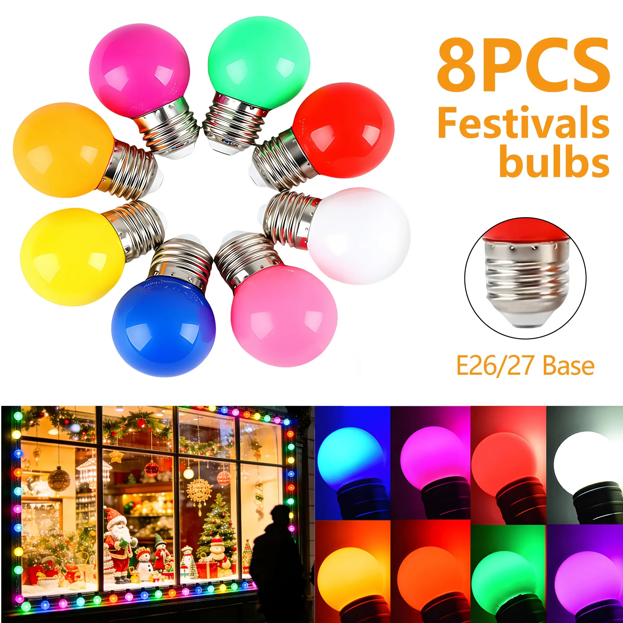 Kasotile 3w Low Power Colorful LED Bulbs, 8-Pack Multi-Color, E26/e27 Base, Ideal for Stairs, Bars, Parties, Holiday Decorations