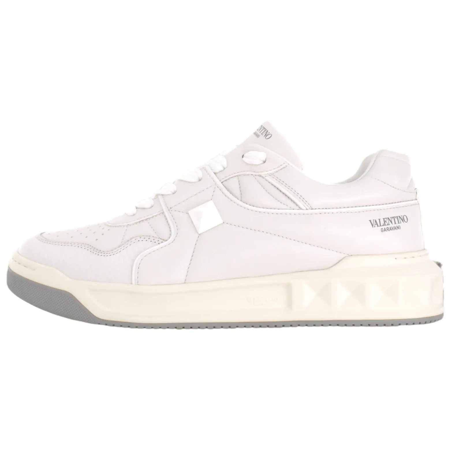 Valentino One-Stud Soft Lambskin Low-Top Fashion Sneakers for Men in White Verifiable, with credentials and supporting global authentication