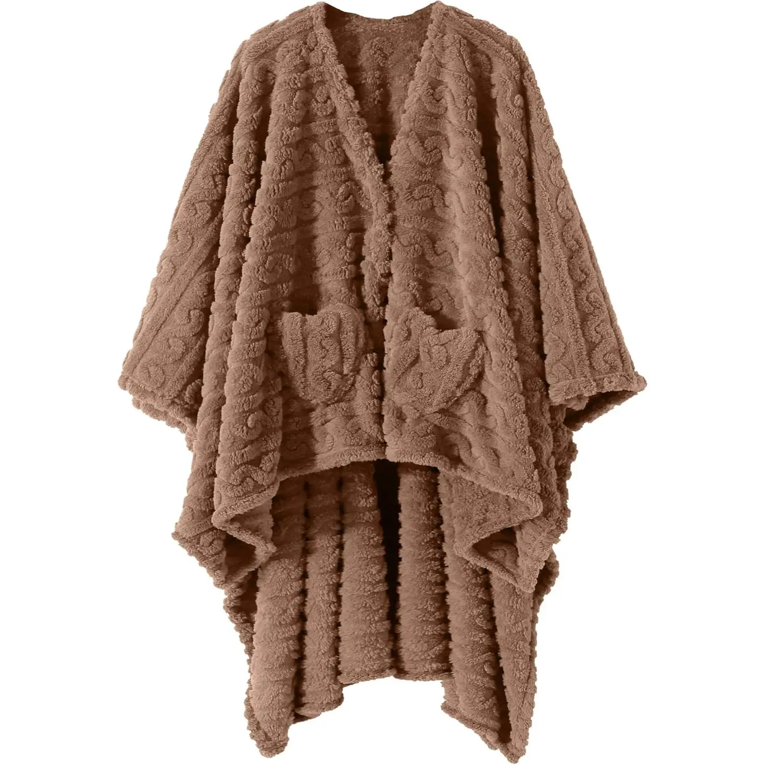 Wearable Blanket Sherpa Fleece Shawl Blanket with Pockets Blanket Poncho Cape for Adults, Cozy Shawl TV Throw Blankets