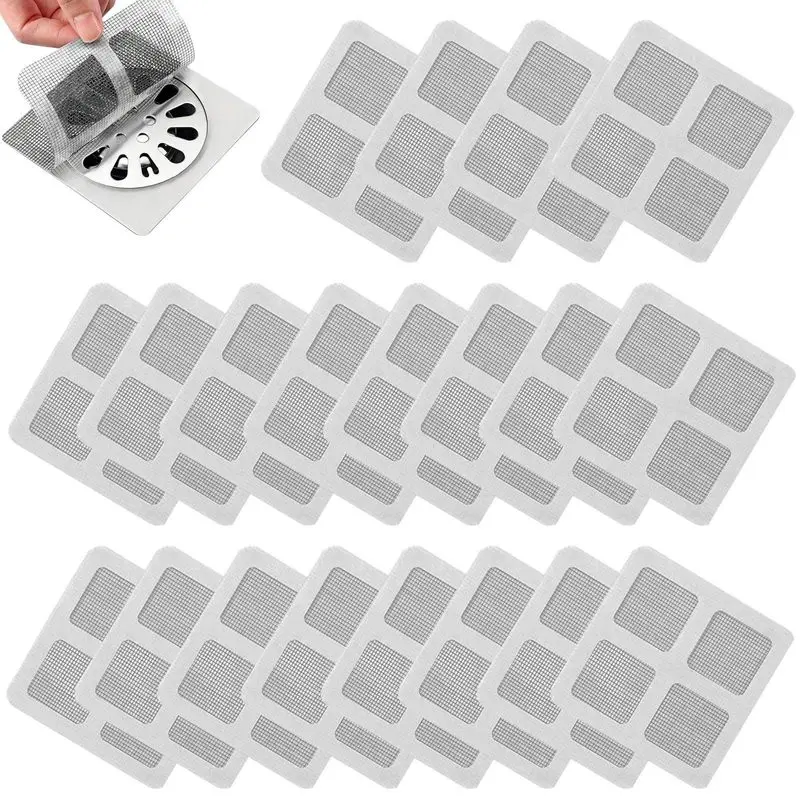 60pcs Pack Household Square Floor Drain Mesh Screen, Anti Hair Clog Drain Filter Strainer, Portable Compact Durable for Bathroom Balcony Sewer Drainage for Home Renovation Lovers