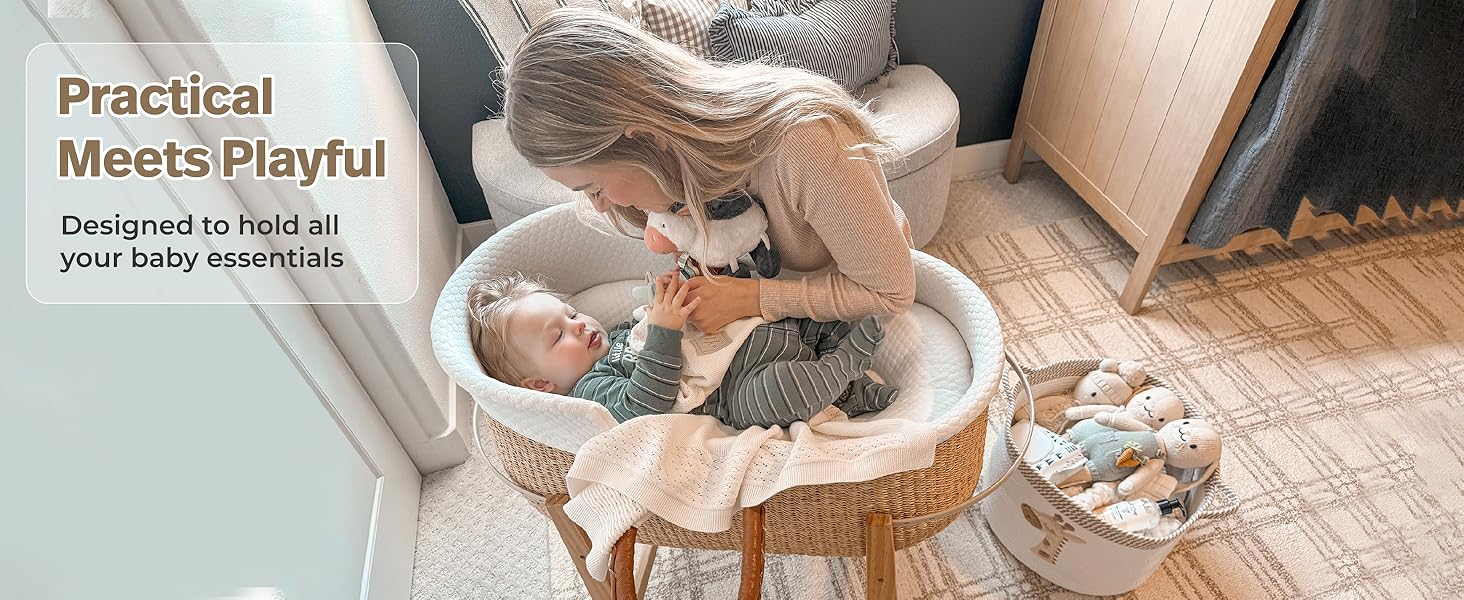 SUNDAY MIRTH Giraffe Storage Basket for Nursery – Large 15"x11" Cotton Rope Bin with Soft Felt Animal Patch – Toy Organizer, Baby Laundry Hamper, Diaper & Towel Holder – Foldable, Washable & Baby-Safe