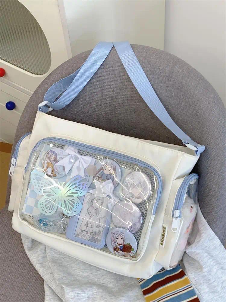 Nylon Aesthetic Transparent Display DIY Basges Students Subculture JK Crossbody Shoulder Bags Casual Sweet Girls Ulzzang Ita Bag