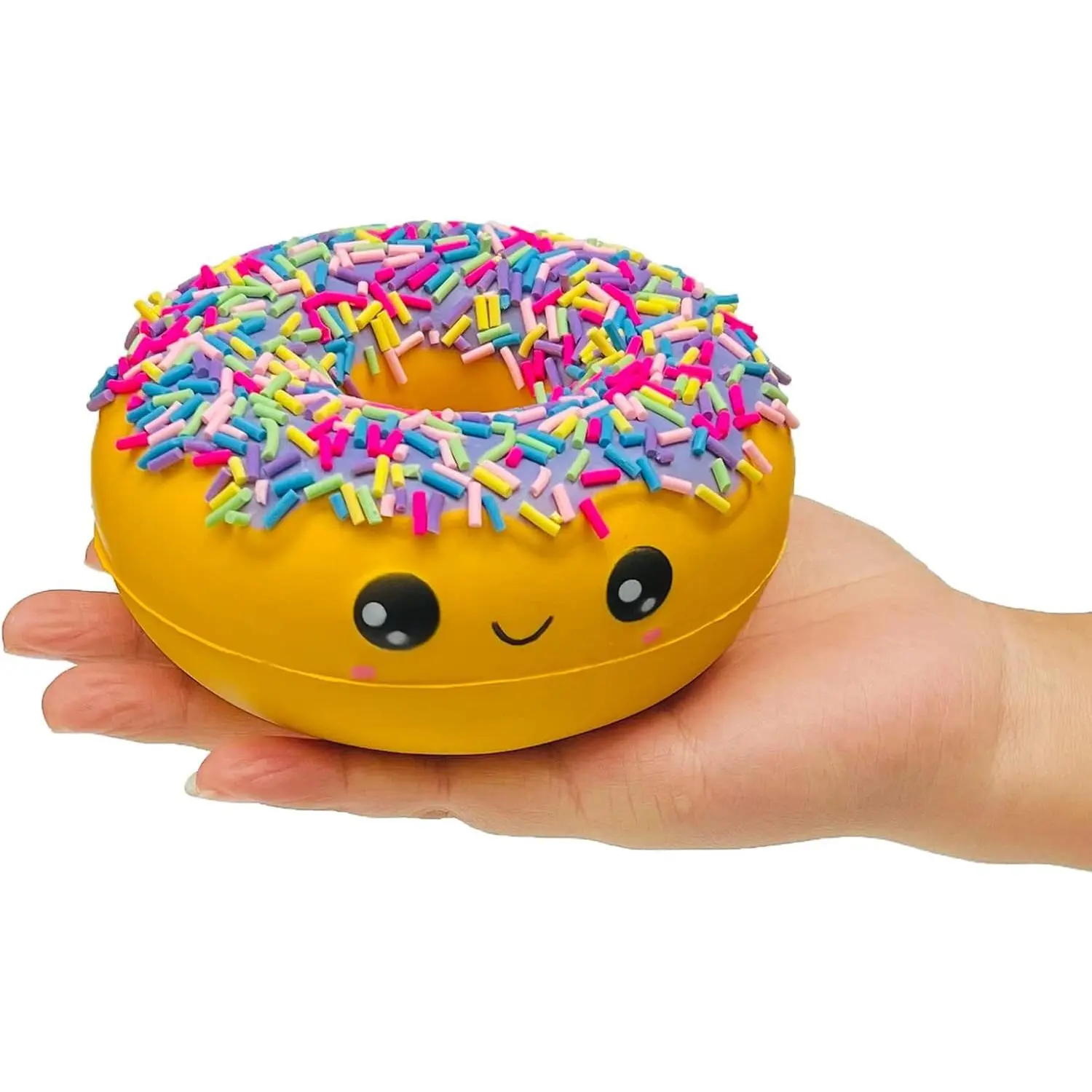 Rainbow Donut Squishy Stress Ball - Slow-Rising Squeeze, Flexible Sensory Fidget, Soft Sensory Squishies, Stress Relief Toy for 12+ Years Old, Sports/Comics Fans, Birthday Gift & Decor Piece, Collectibles