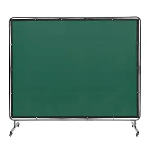 VEVOR Welding Screen with Frame, 6' x 8' Welding Curtain Screen, Flame-Resistant Vinyl Welding Protection Screen on 4 Swivel Wheels (2 Lockable), Moveable Professional for Workshop/Industrial, Green