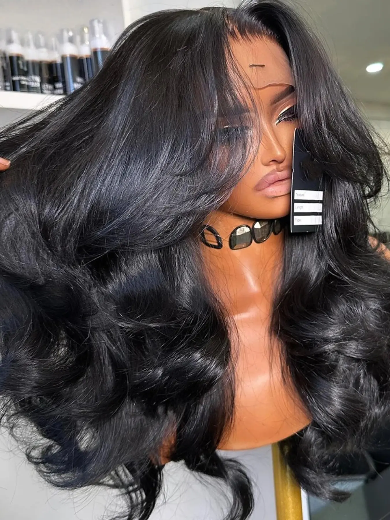 26-Inch Long Wavy Lace Front Wig, 180% Density Synthetic Fiber, Soft Daily Wear, Women's Full Coverage Wig, Premium Fiber Wigs, Synthetic Material Wigs