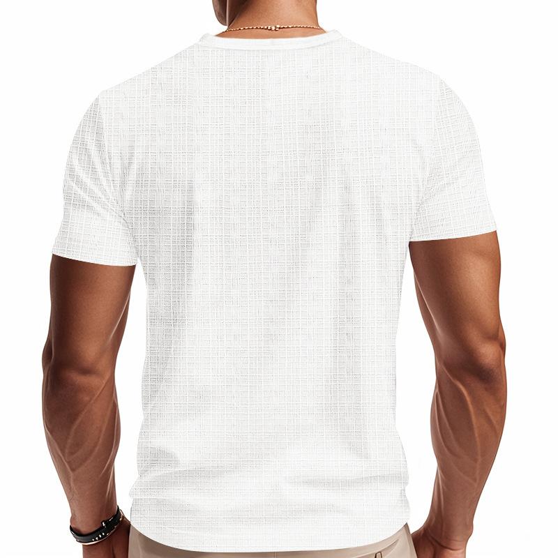 Summer Men's Imitation Hemp Bamboo Joint Loose Breathable Casual V-neck Quick-drying Short-sleeved T-shirt