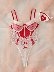 Women's sexy hollow lace spliced sheer 2-piece lingerie set, underwired design with headwear, Halloween style for private parties altgirl altgirl clothes haul cool girl outfits curvy