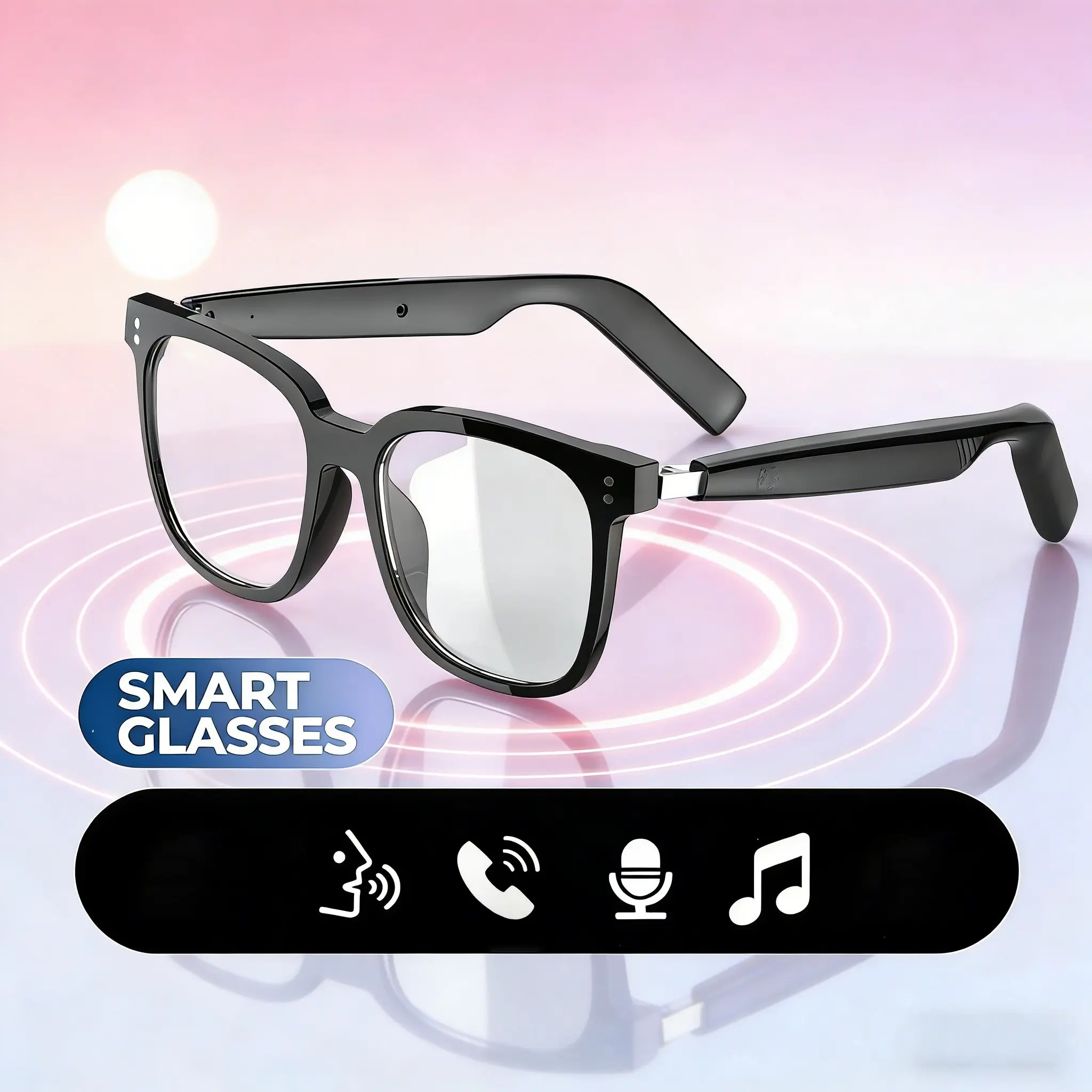 Smart Glasses for Young Adults, Wireless Calling, Music Playback, High Clarity Lenses, Touch Control, Compatible with iPhone/android