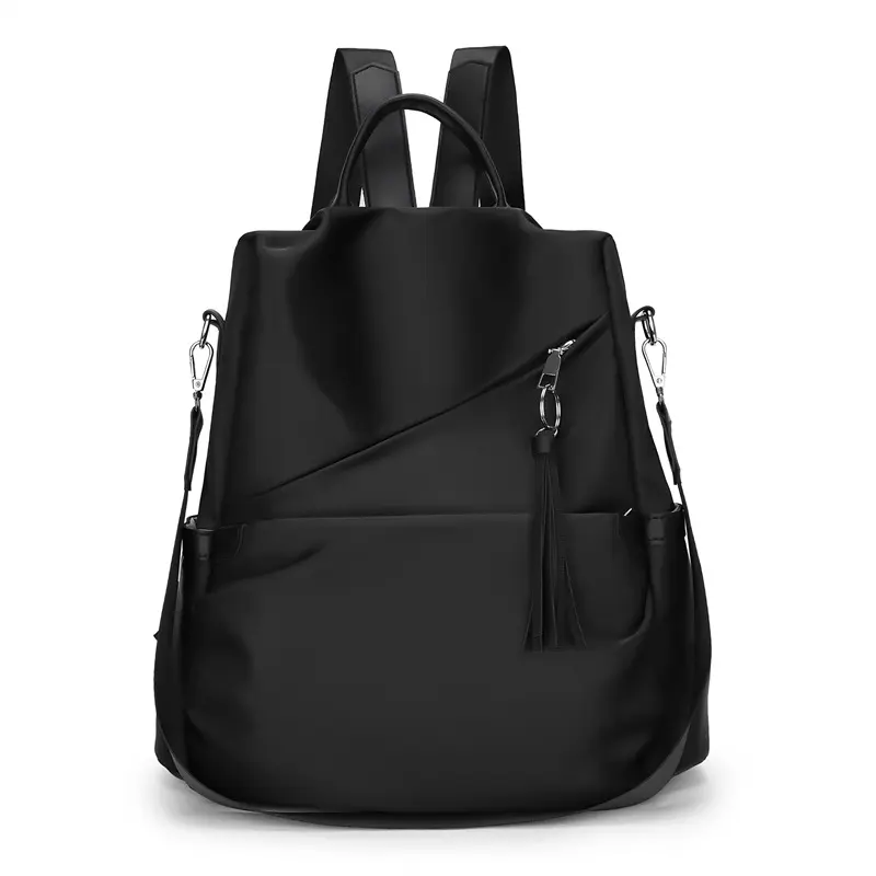 Women's Chic Oxford Cloth Anti-Theft Multi-Pocket Convertible Backpack - Crossbody Bag with Buckle, Plain Design, Adjustable Straps, Secure Zipper Closure, Lightweight for Commute, Campus Use