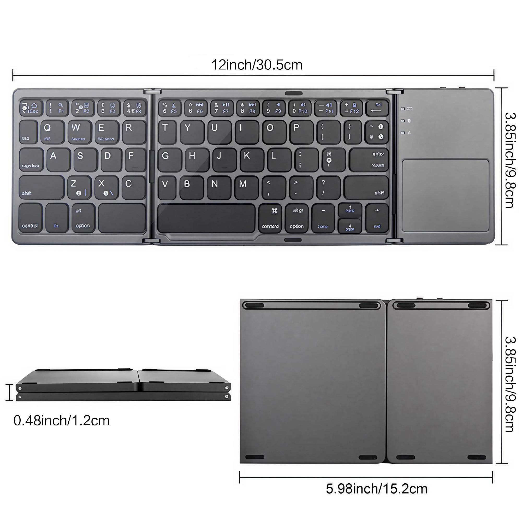 Rechargeable Foldable Keyboard, 1 Count Portable Bluetooth-compatible Wireless Multifunctional Keyboard with Touchpad & Number Pad, Suitable for Android, Windows, iOS, PC/Laptop/Smartphone/Tablet, Folding Wireless Keyboard
