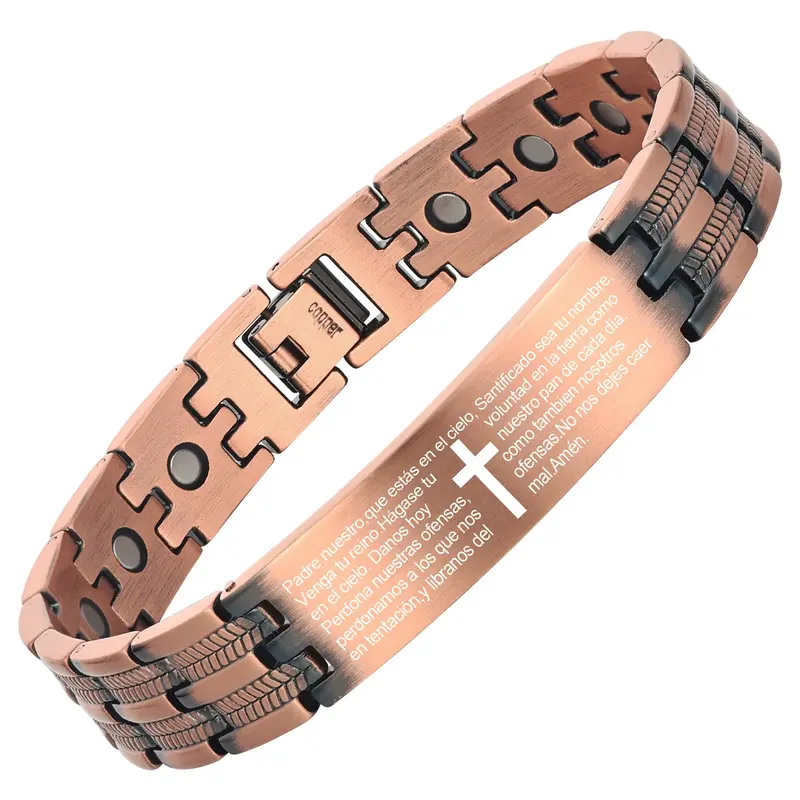 Adjustable Magnetic Copper Bracelet, Fashionable Jewelry for Women & Men, Trendy All-Match Religious Faith Bible Verse Inspirational, Birthday Gift, Religious Motifs Bracelets #GLOBAL PICKS