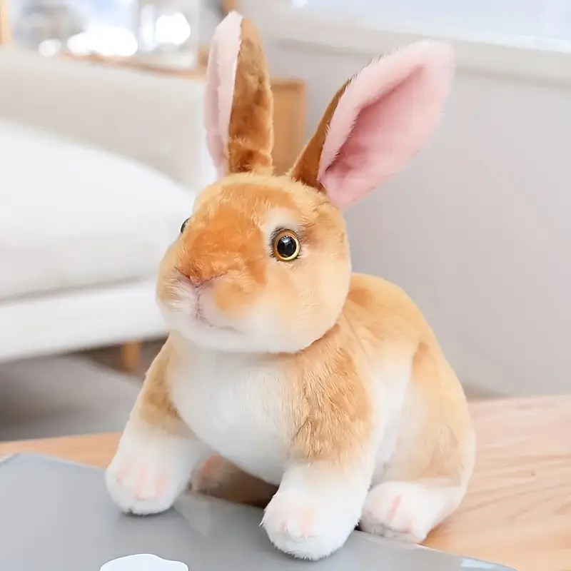 1pc Realistic Cute Rabbit Plush Toy Home Decoration Plush Easter Decoration Christmas, Halloween Gift Four Colors Gray White Black Brown