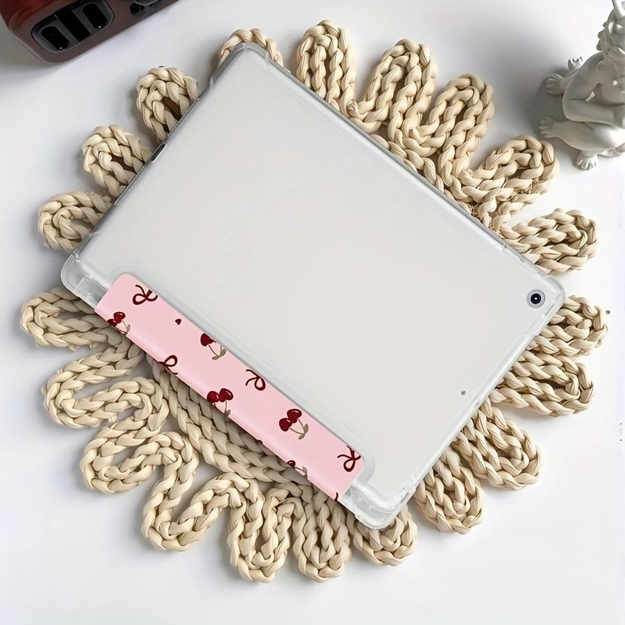Full screen pink cherry pattern, with adjustable bracket and pen slot, foldable non-slip TPU protective case, suitable for iPad mini, iPad Air, iPad Pro/iPad 10th generation, 11th generation and other series of iPad protective cases