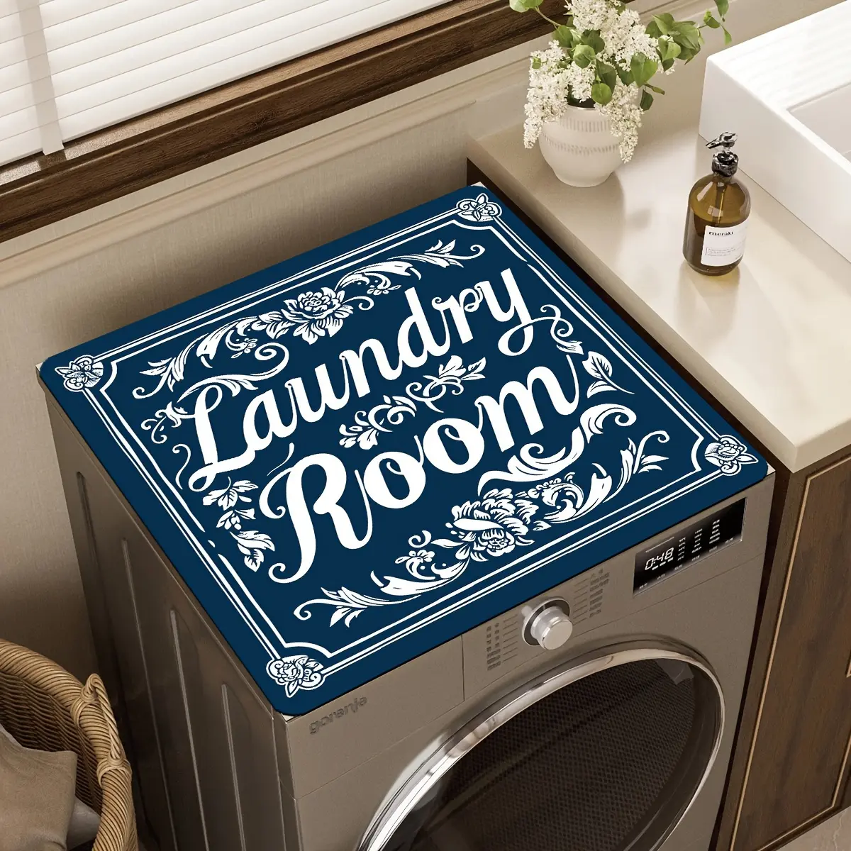 Non-Slip Washer & Dryer Top Protector Pad, 1 pack |   Large size: 23.6*19.7in(59*49cm). Built with thick heavy-duty rubber backing to stop slipping. Waterproof & scratch-proof surface blocks liquid spills and surface abrasion. Quick to wipe clean, compati
