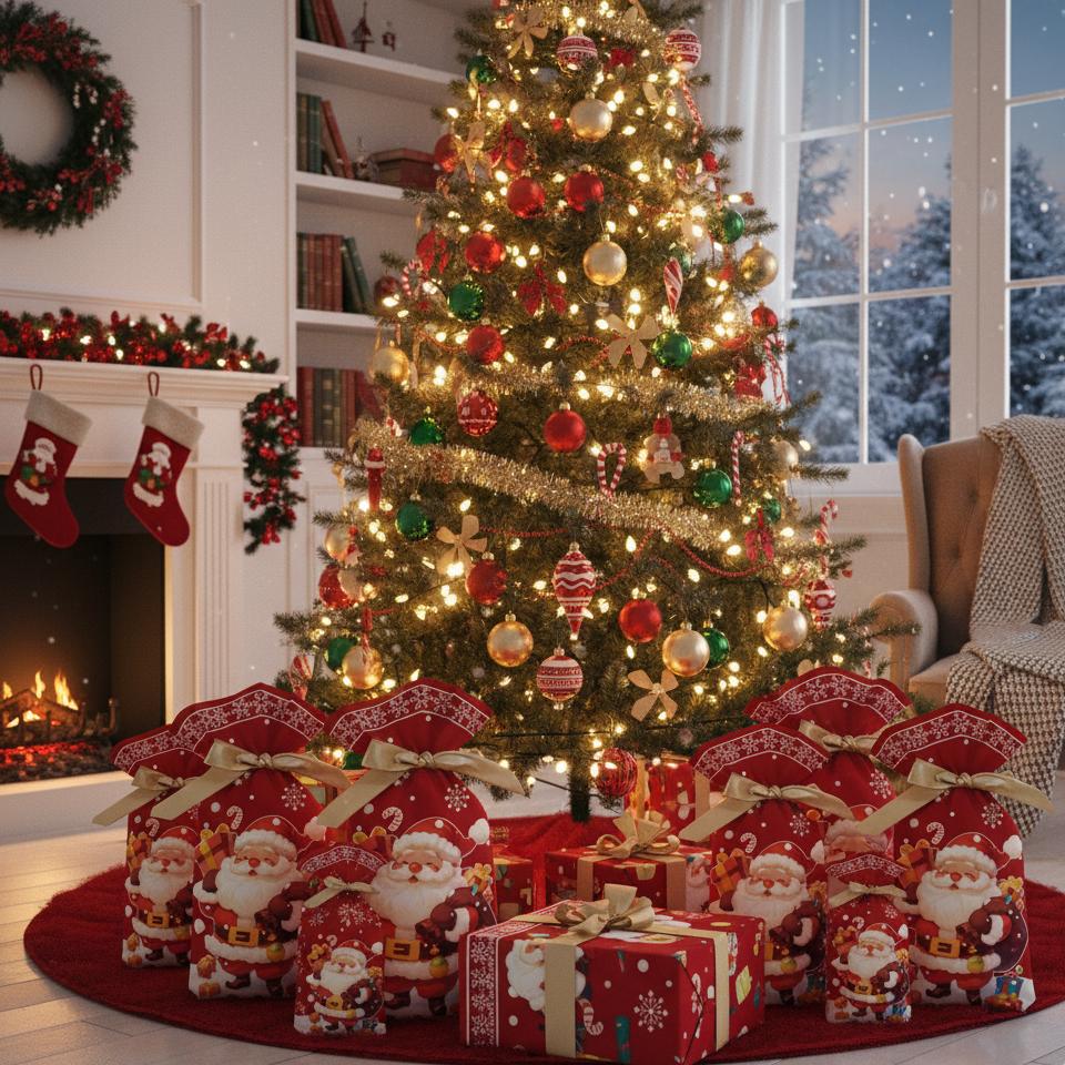 50PCS Christmas Gift Wrapping Set with Santa Design Gift Bags Perfect for Holiday Gifts Suction Cup Sponge Holder for Kitchen Sink sale 2023 2025 easy install kit glove clip work travel diode waterproof jewelry jar tray replaceable micro finger  hook styl