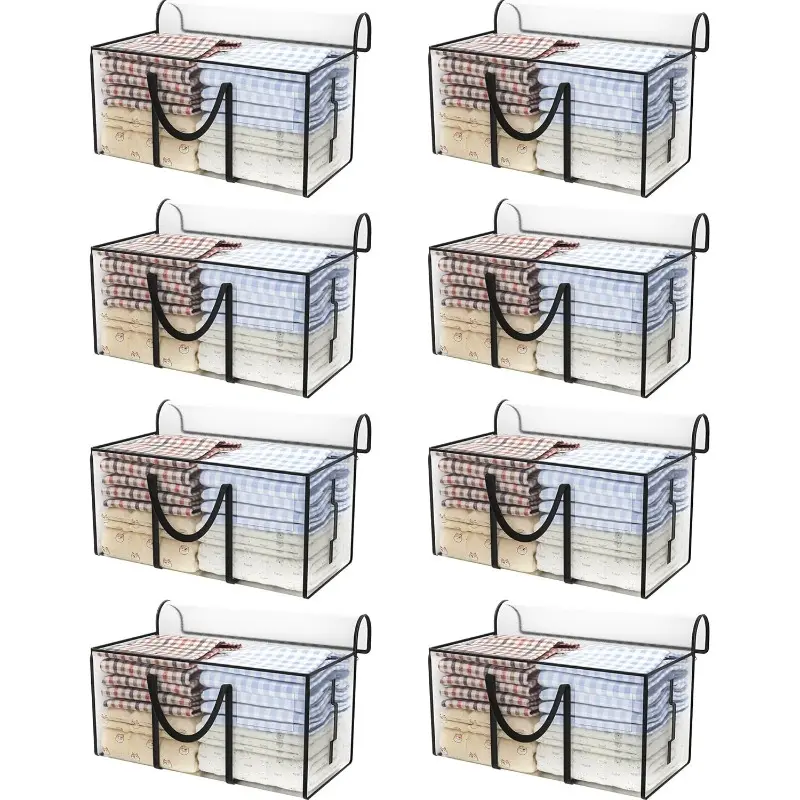 1 heavy-duty, semi-transparent, extra-large portable storage bag; a 97-liter/25.6-gallon PP suitcase with reinforced handles and metal zippers; a foldable portable suitcase suitable for home and dormitory storage
