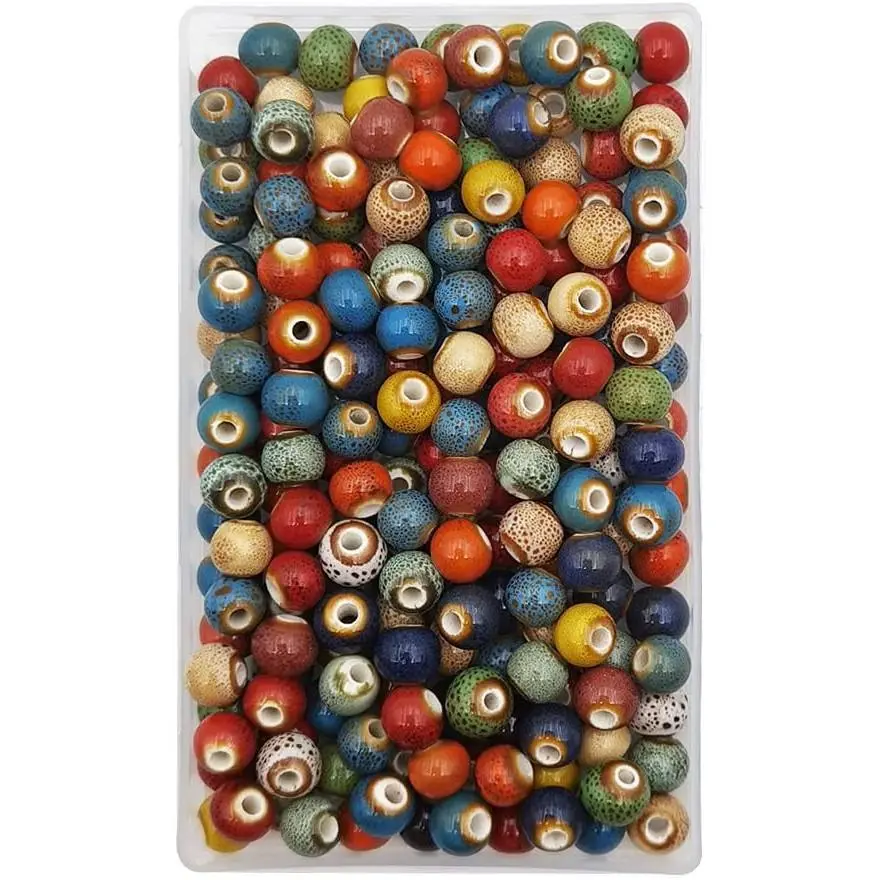180 count Porcelain Beads Chinese Round Ceramic Beads 8mm for   Making Bracelets Necklace Making, Leopard