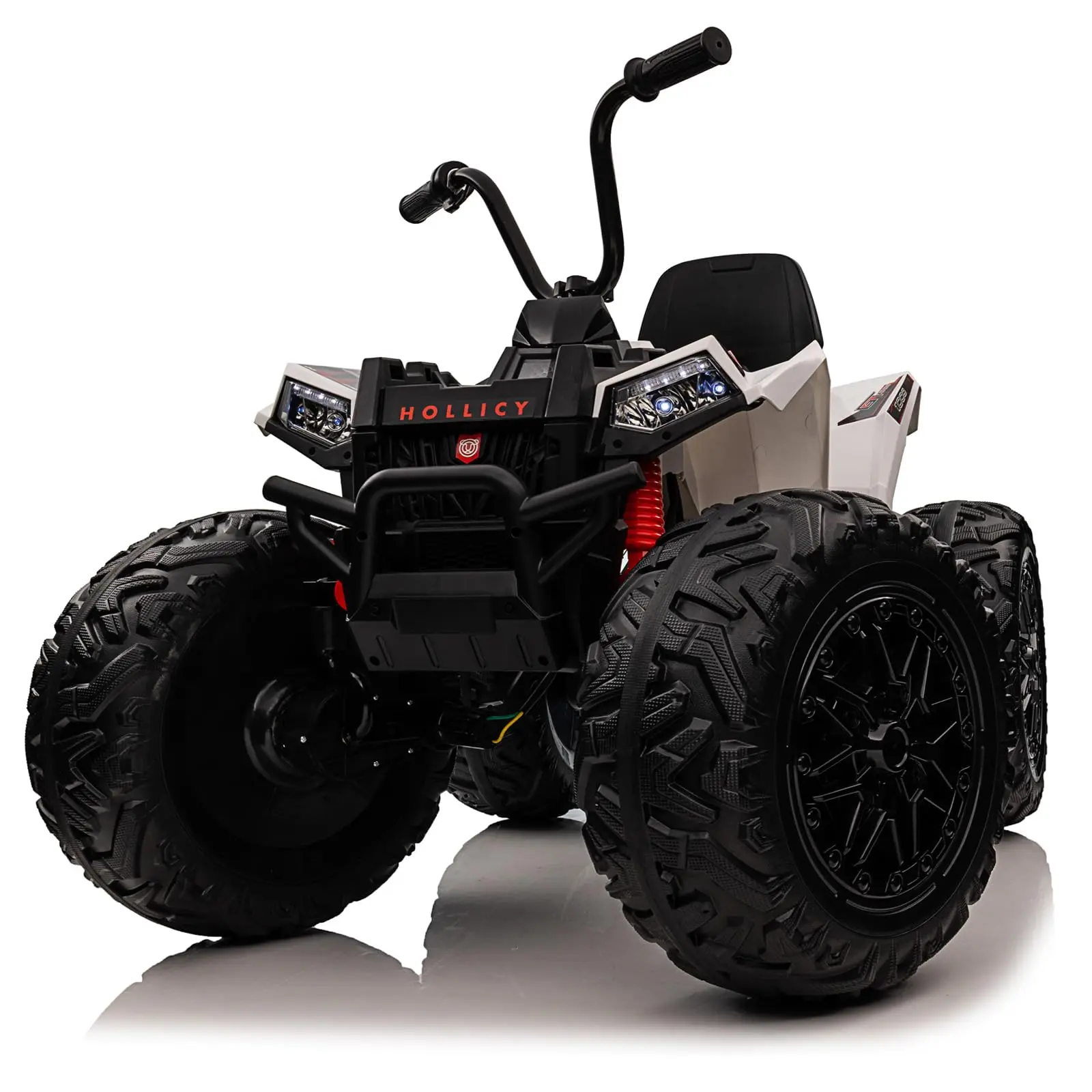 Garvee 24V 4WD 2-Seater Ride-On Electric ATV for 3-4 Years Kids, Dual 7AH Batteries, 4x200W Powerful Motors, Accelerator Handle, EVA Tires, Full Metal Suspension, LED Lights, Music - White