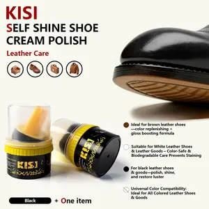 Shoe Polish with Small Brush Head, Precision Color Repair for Leather Shoes Boots Bags, Compact Travel Size Instant Shine Jar