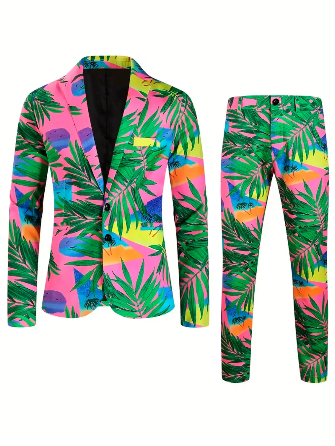 Men's Vintage Paisley Blazer Set, Colorblock Digital Print Suit Jacket & Pants, Elegant Party, Trendy Casual Formal Wear