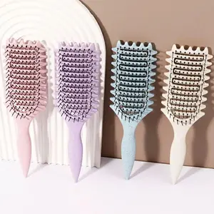 Curling styling brush - hollow massage comb, nylon mane, ABS plastic handle, comfortable grip Special for real hair wigs