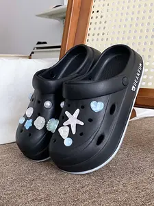 Summer New Unique Colorful Shell Starfish Holes Shoes for Women, Soft Sole Comfortable Casual Beach Sandals, Student Dorm Commute Versatile
