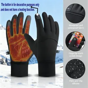 Outdoor Winter Gloves, Touchscreen andWindproof Full-Finger Gloves for Sports, Travel,and Daily Activities for Cycling Driving Running Hiking  The button is for decorative purposes only and does not have a heating function.