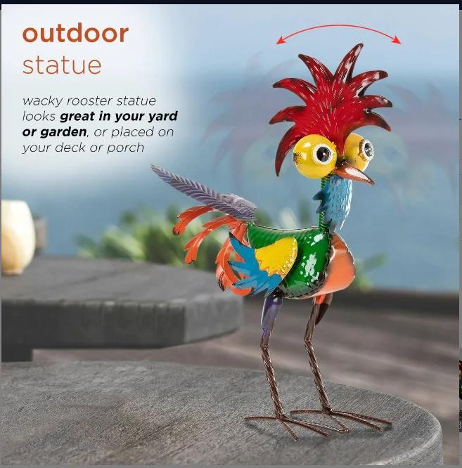 HQ Funny Chicken Decor Metal Statues Home Garden Farm Yard Decorations Creative Rooster Miniature Ornaments Home Figurines Decor