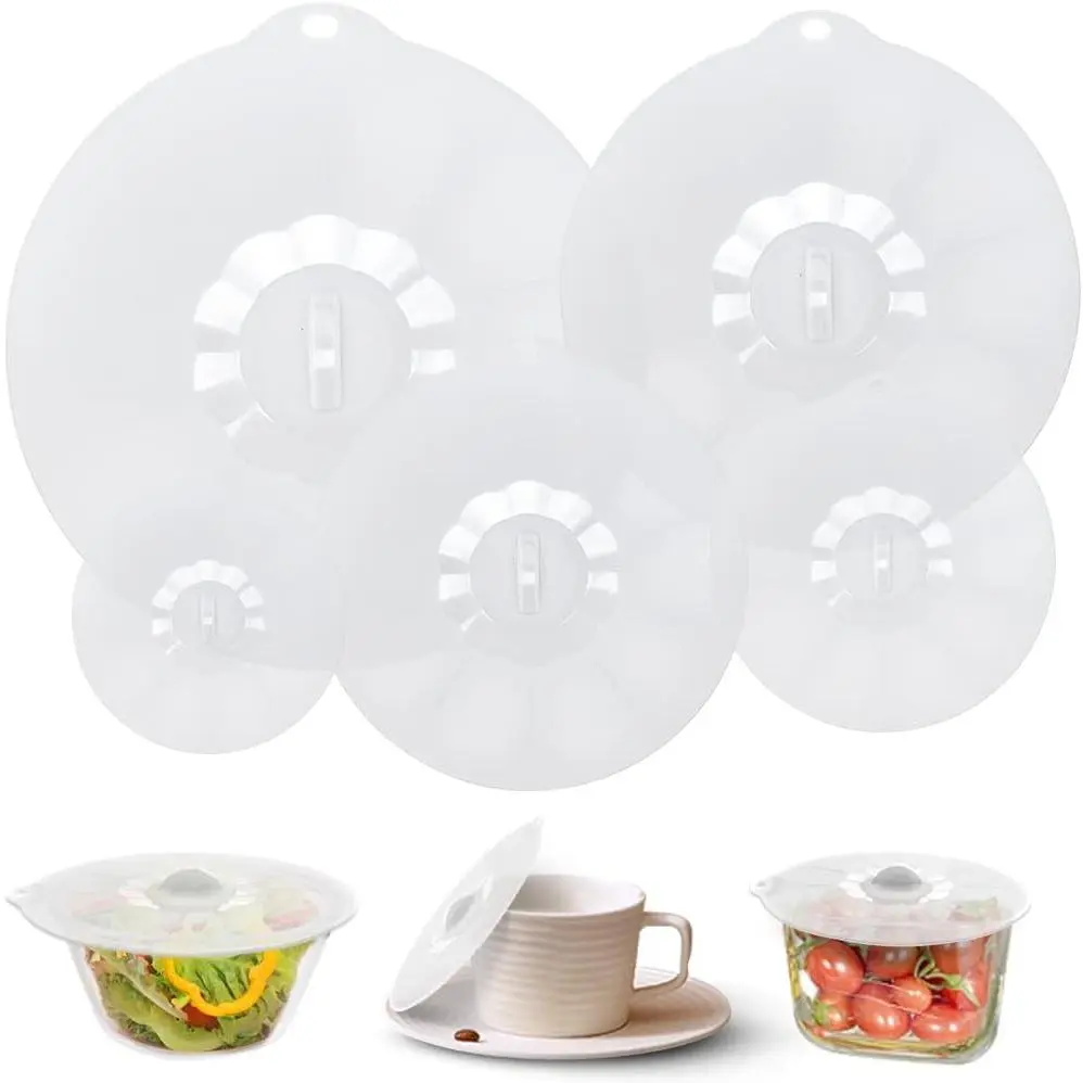 Kitchen Silicon Flexible Handy Container Covers - Suction Microwave Covers for Cups, Bowls, Pots, Pans, Oven, Fridge
